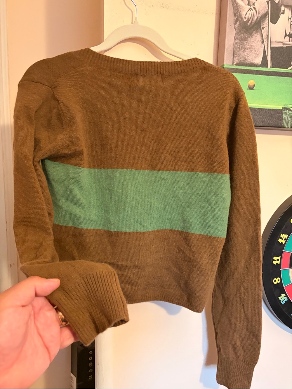Trust Fund Babies Cashmere size L Brown & Green Stripe Women's Cardigan - Picture 9 of 12